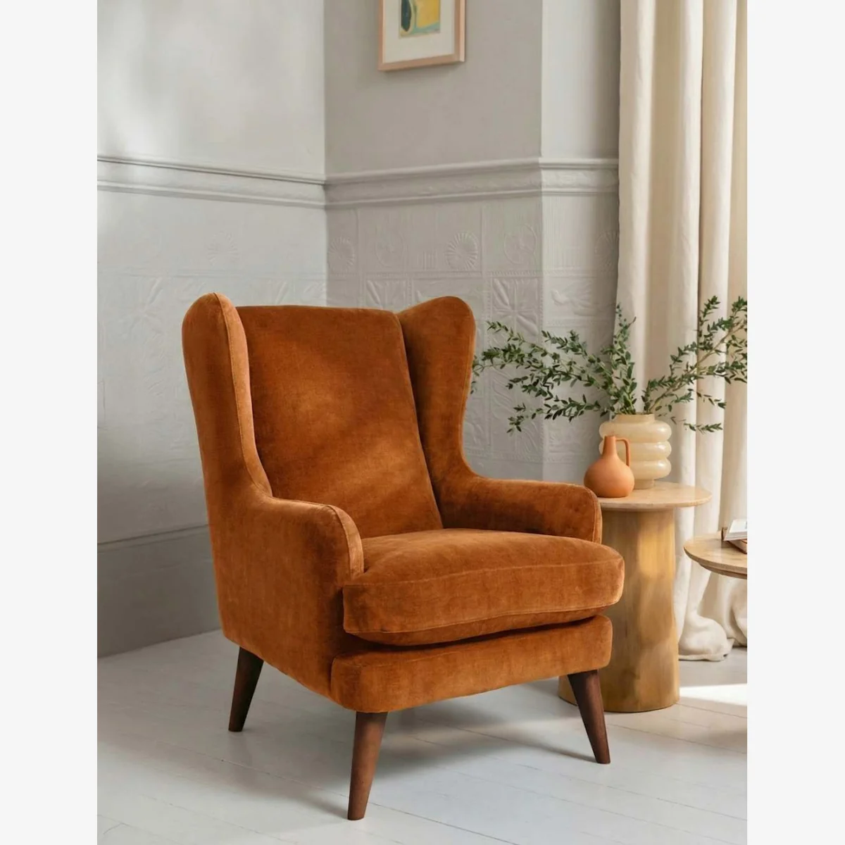 BARKER AND STONEHOUSE Sven Chenille Armchair Dark Orange – image 1