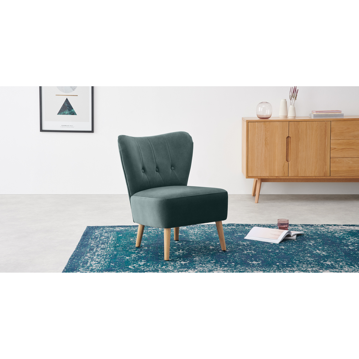 Charley Accent Armchair, Marine Green Velvet – image 3