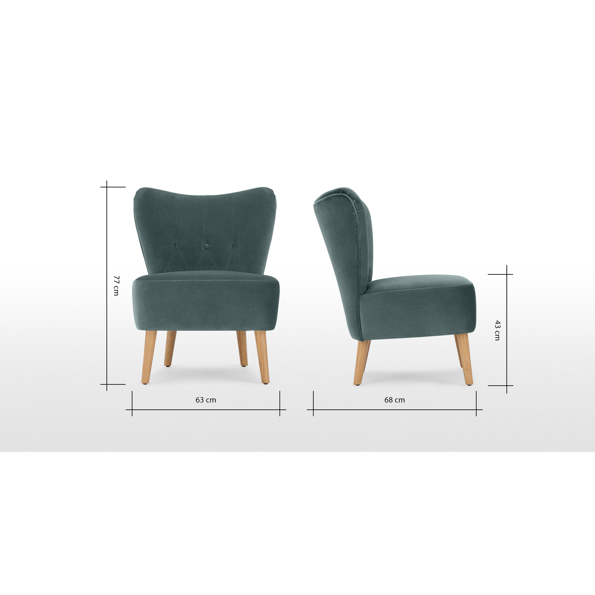 Charley Accent Armchair, Marine Green Velvet – image 8