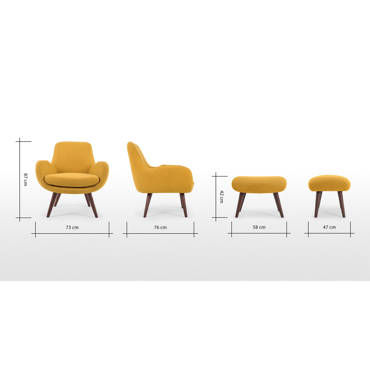 Moby Accent Armchair and Footstool, Yolk Yellow – image 9
