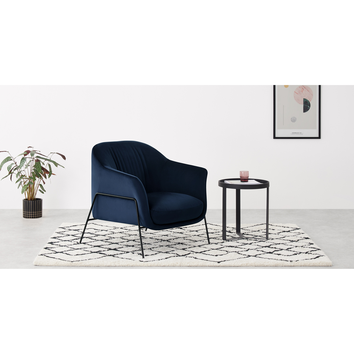 Lucie Accent Armchair, Archie Blue Velvet – image 3