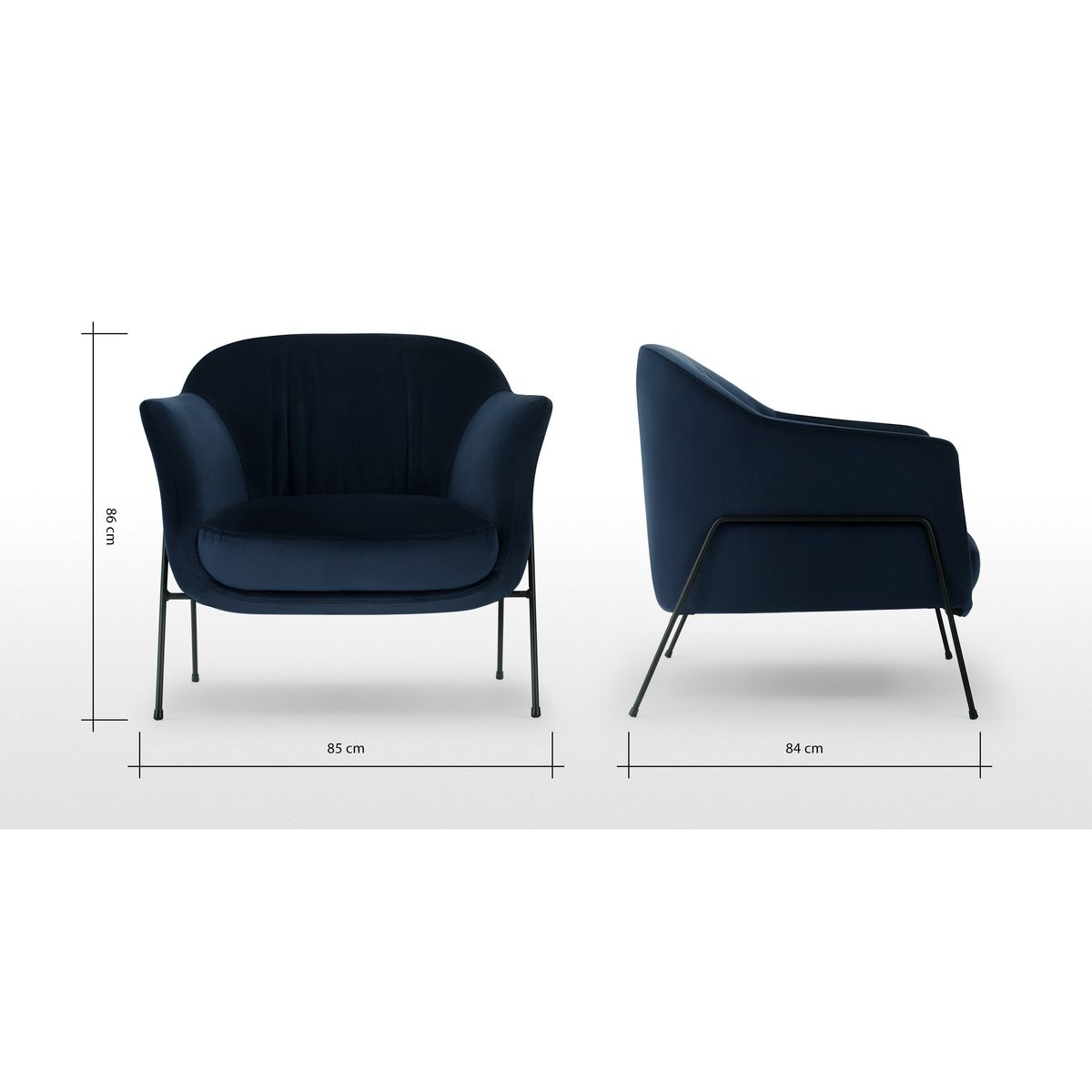 Lucie Accent Armchair, Archie Blue Velvet – image 8