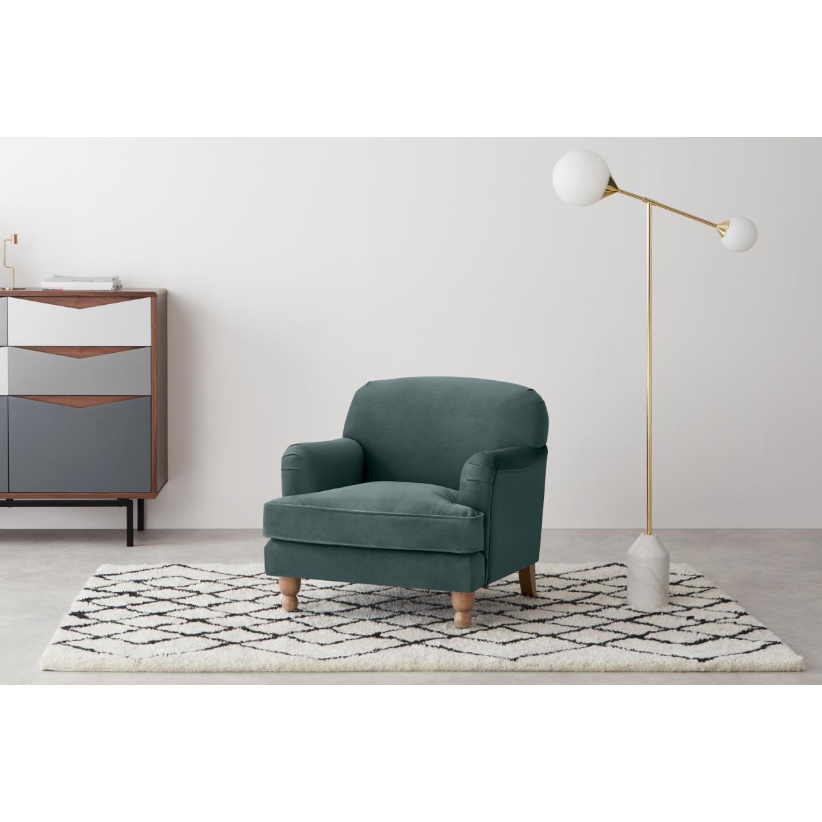 Orson Small Armchair, Marine Green Velvet – image 4