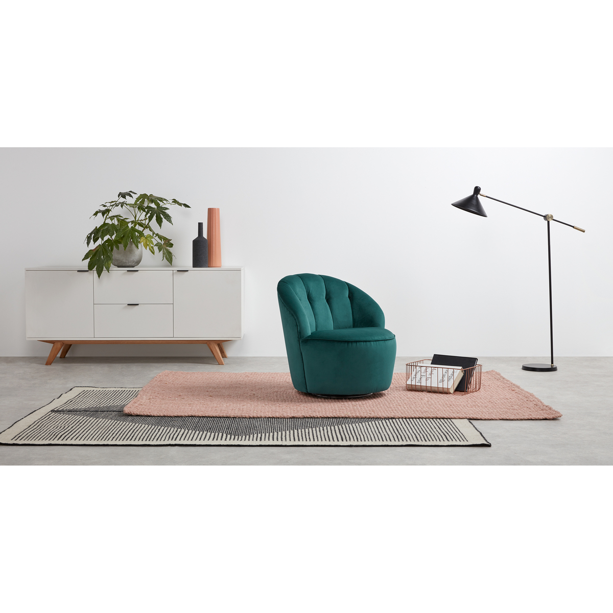 Margot Swivel Accent Armchair, Peacock Blue Velvet – image 3