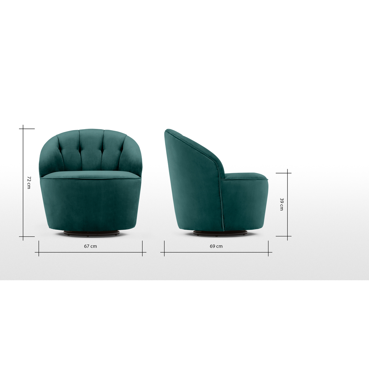 Margot Swivel Accent Armchair, Peacock Blue Velvet – image 9