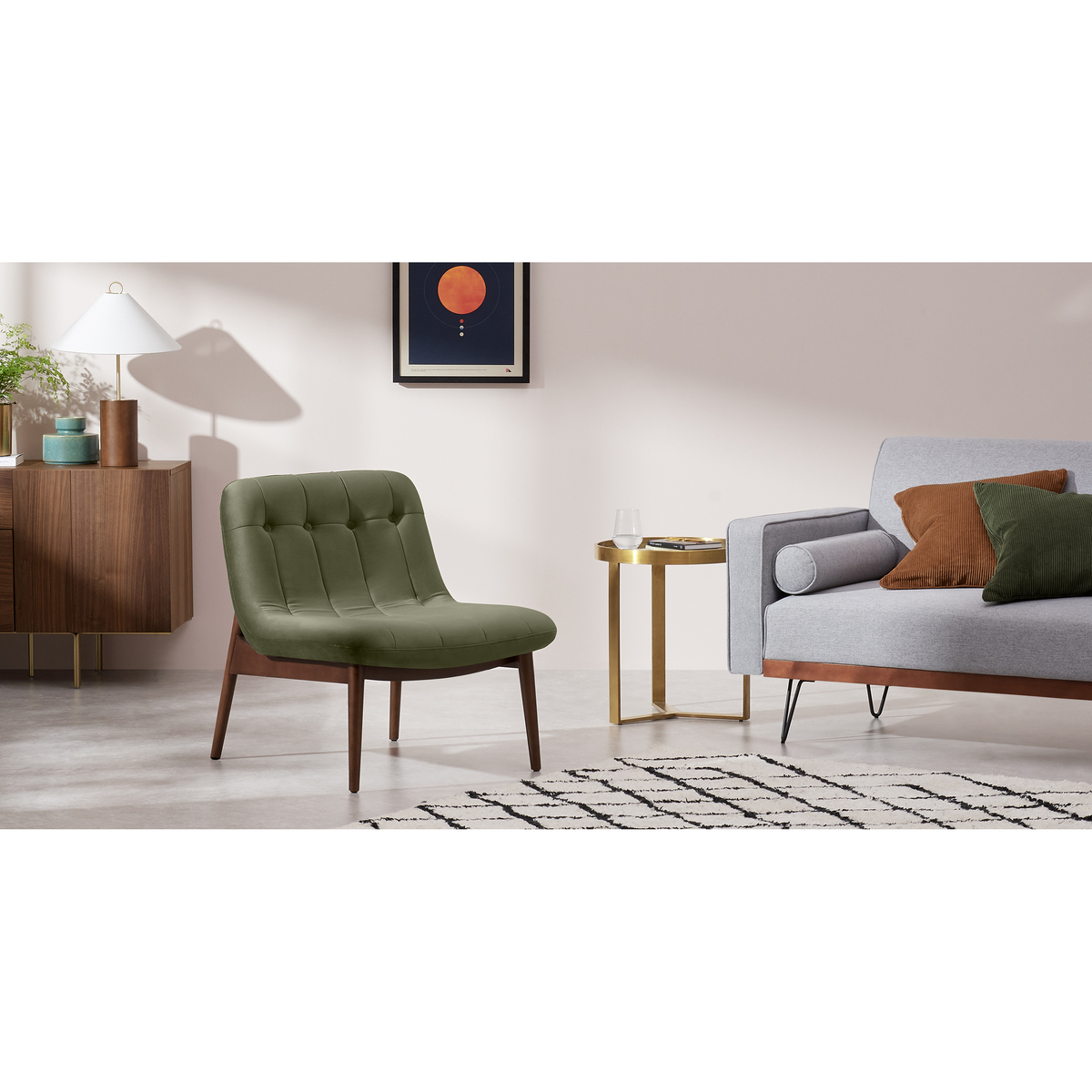 Halbert Accent Armchair, Sycamore Green Velvet – image 3