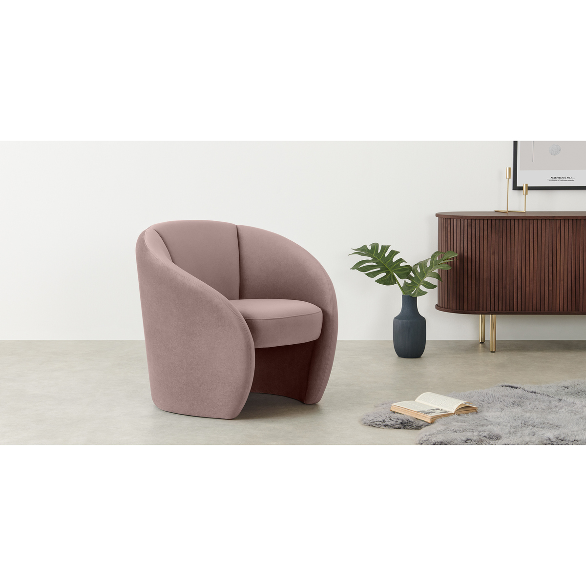Abigail Accent Armchair, Pearl Pink Velvet – image 3
