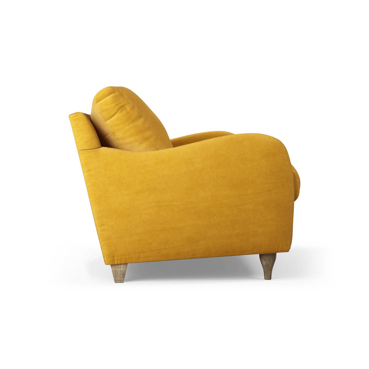 Sofia Armchair, Mustard Recycled Velvet with Light Wood Legs – image 5