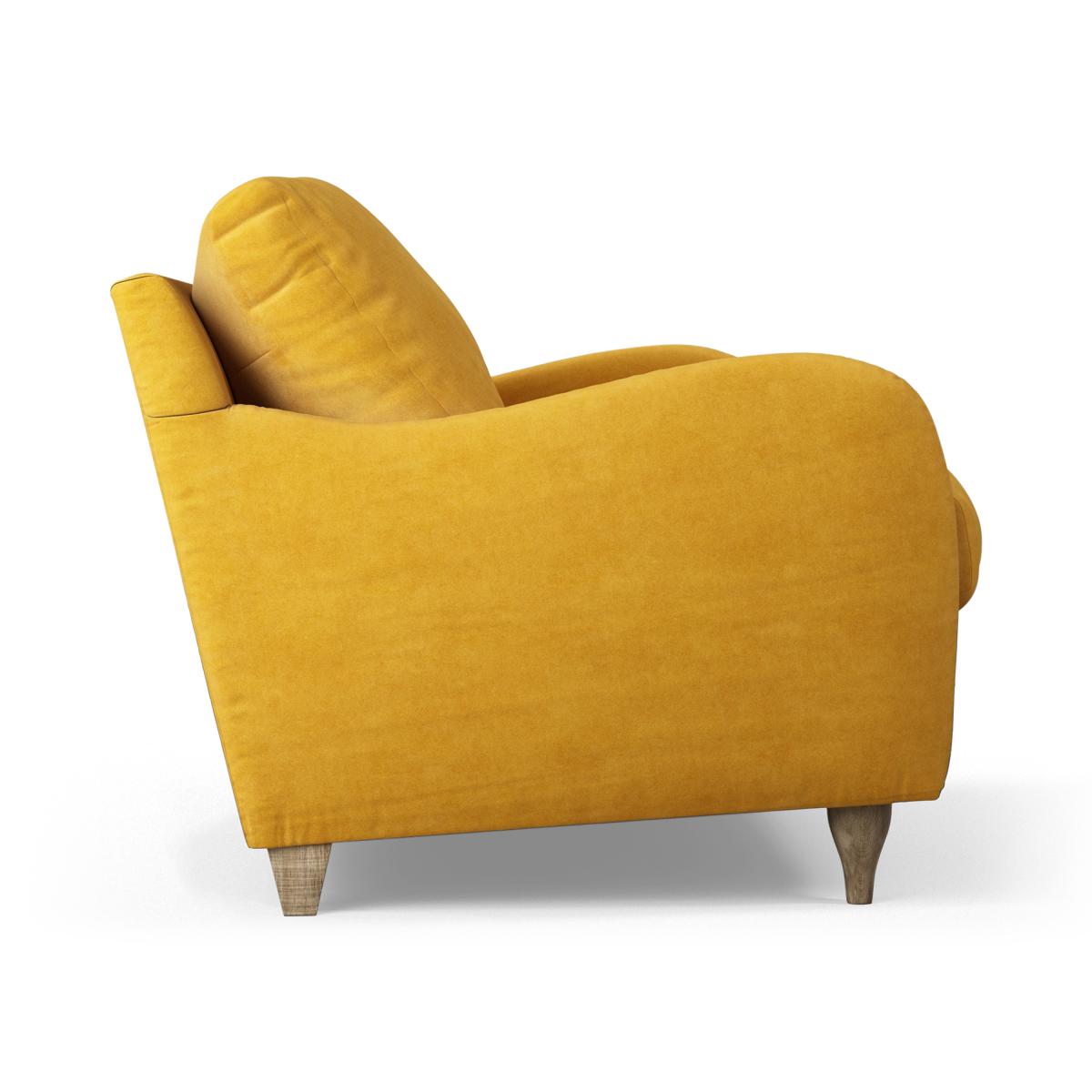 Sofia Armchair, Mustard Recycled Velvet with Light Wood Legs – image 8