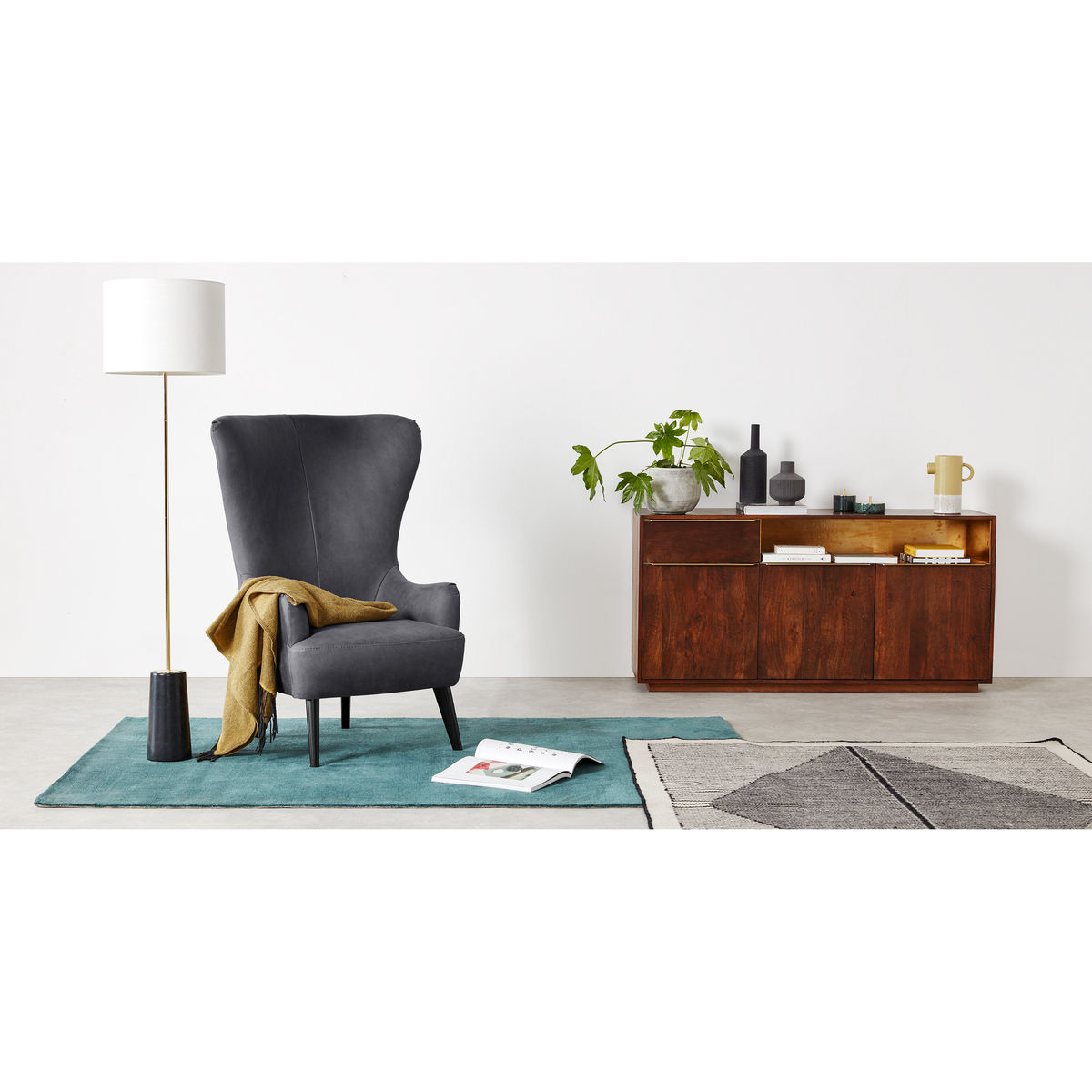 Bodil Accent Armchair, Grey Leather – image 3