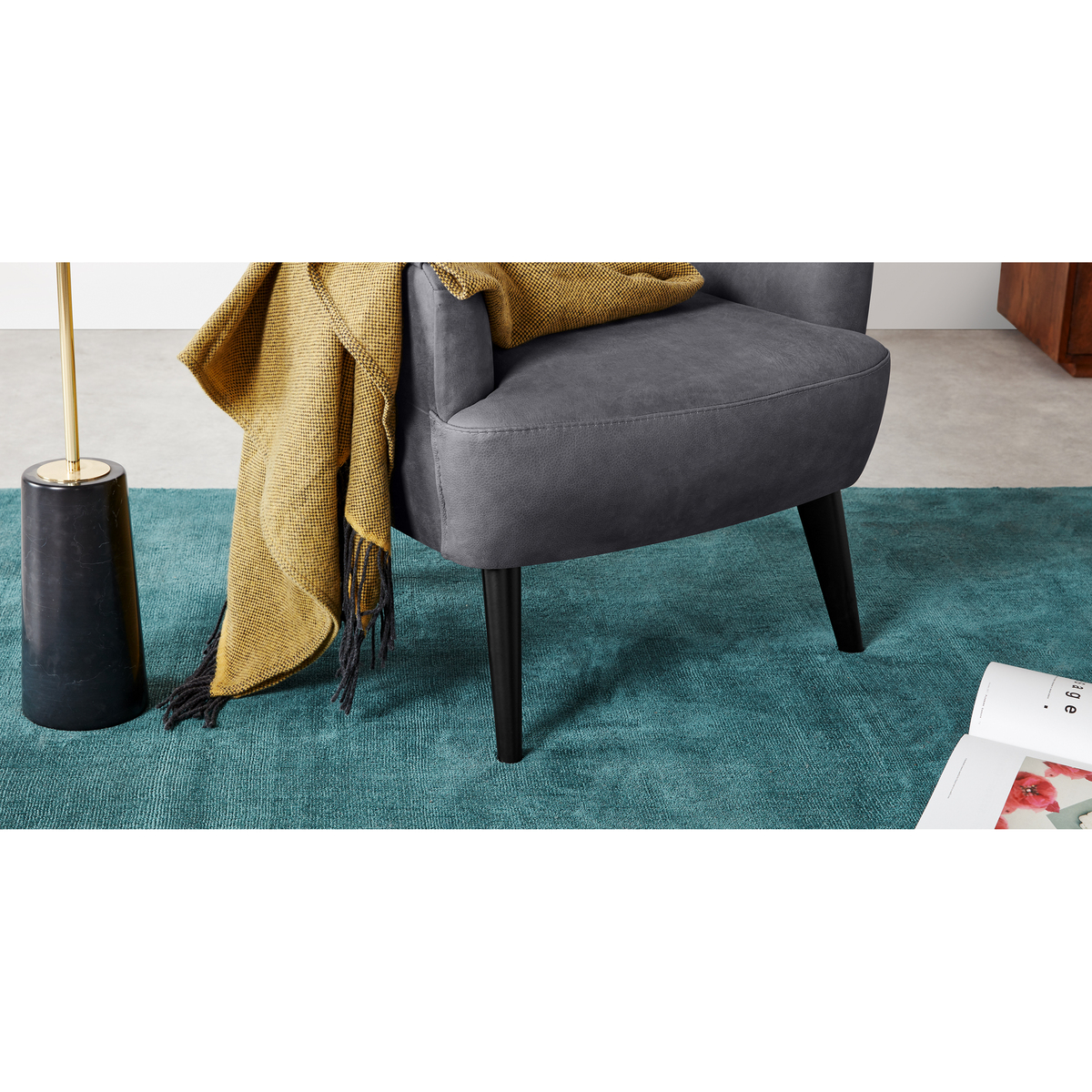 Bodil Accent Armchair, Grey Leather – image 4
