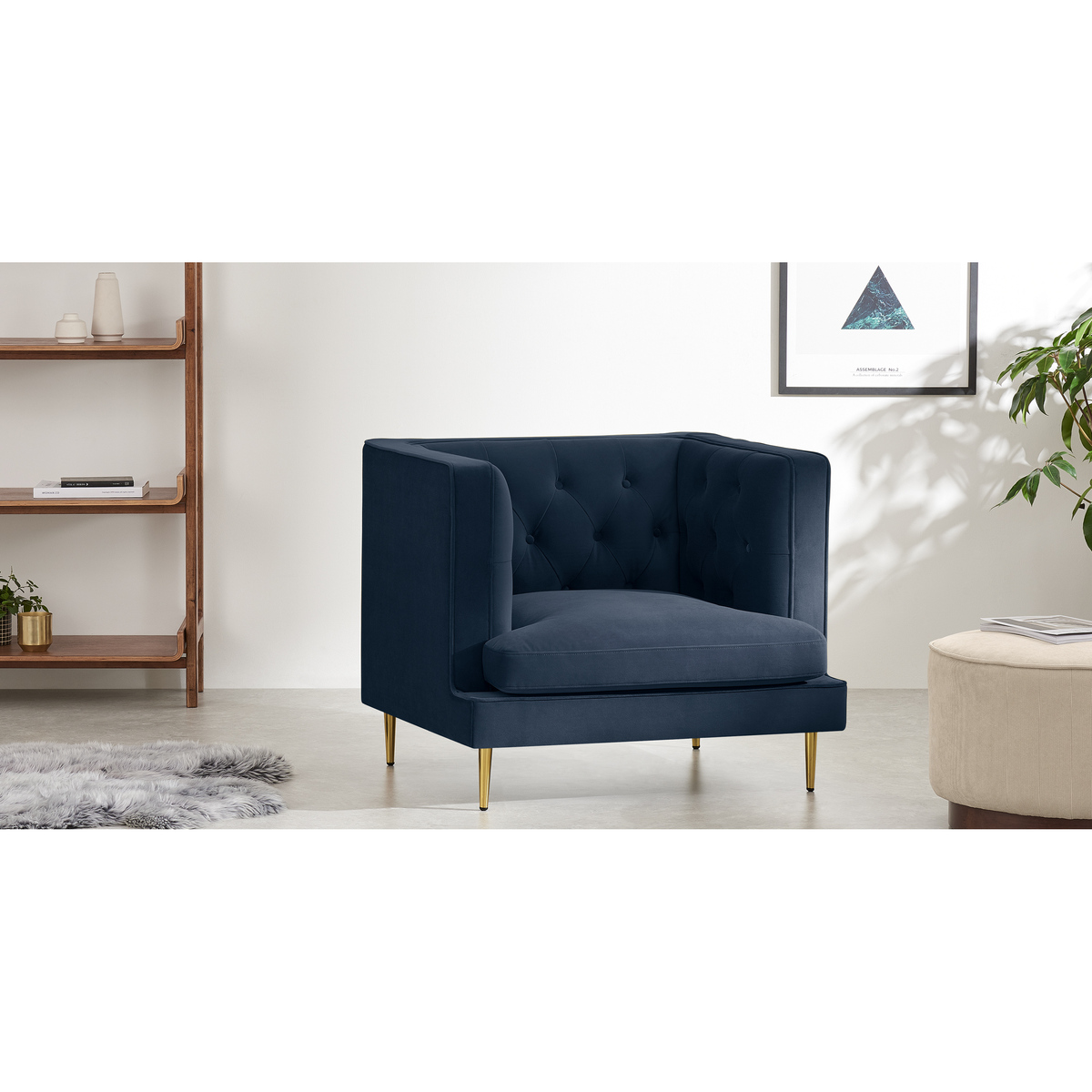 Goswell Armchair, Sapphire Blue Velvet – image 3