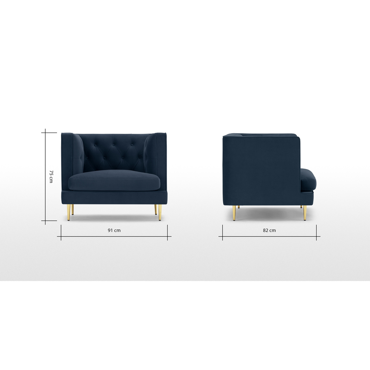 Goswell Armchair, Sapphire Blue Velvet – image 9