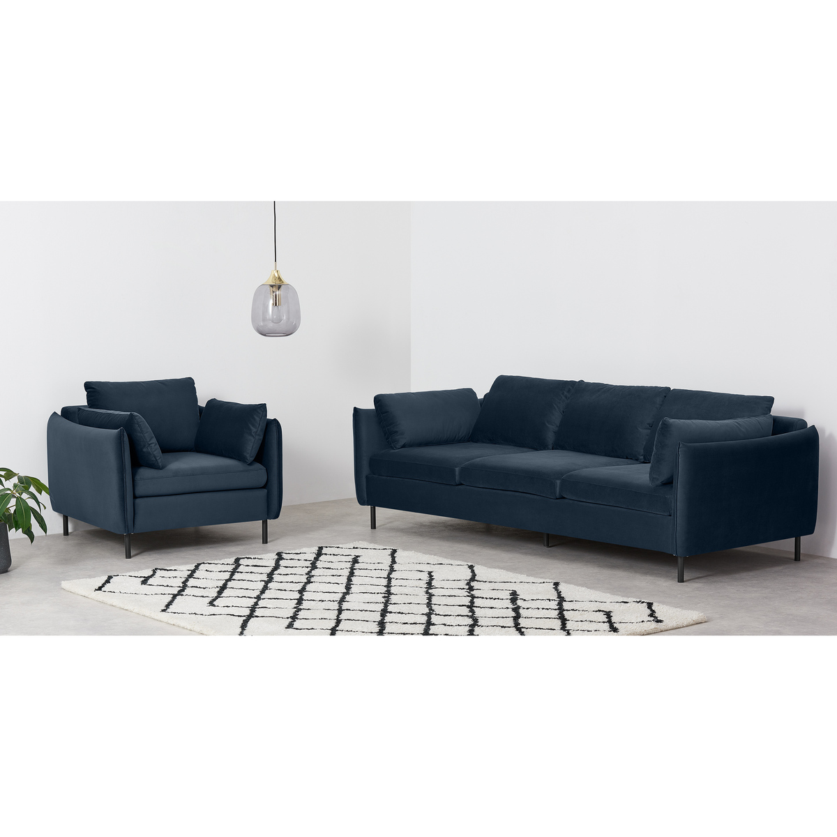 Vento Armchair, Sapphire Blue Velvet – image 3