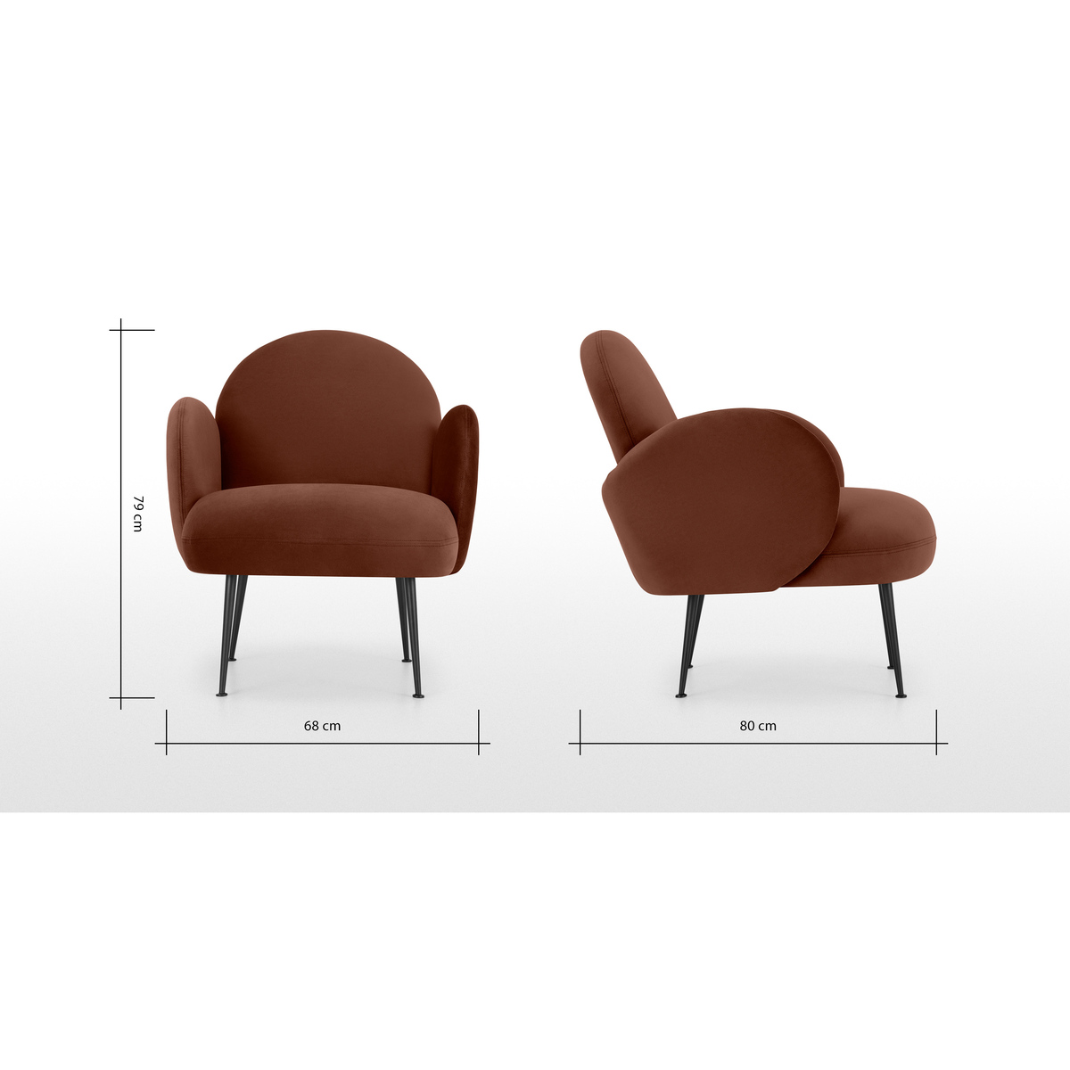 Bonnie Accent Armchair, Warm Caramel Velvet with Black Legs – image 5