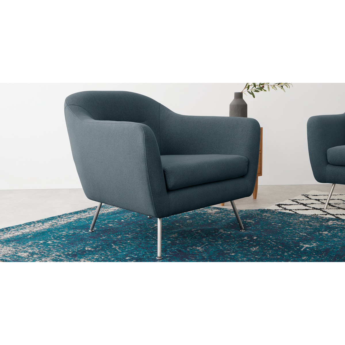Reece Armchair, Mina Earl Blue with Metal Legs – image 6