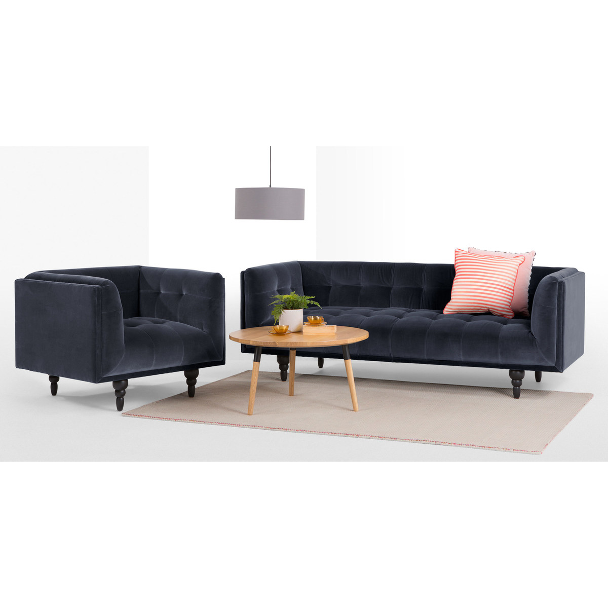 Connor Armchair, Navy Cotton Velvet – image 2
