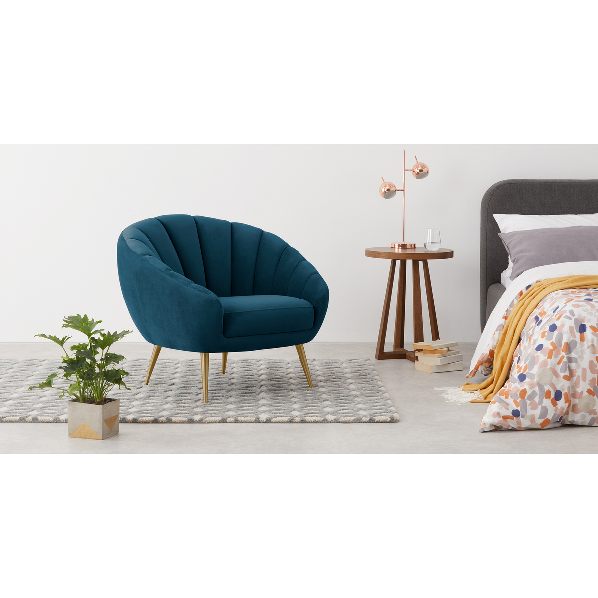Primrose Accent Armchair, Petrol Teal Velvet – image 2