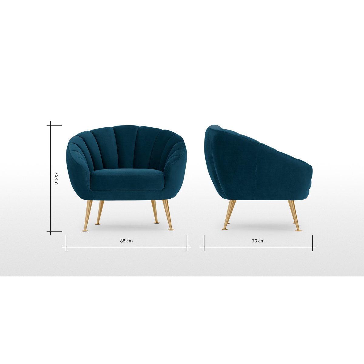 Primrose Accent Armchair, Petrol Teal Velvet – image 7