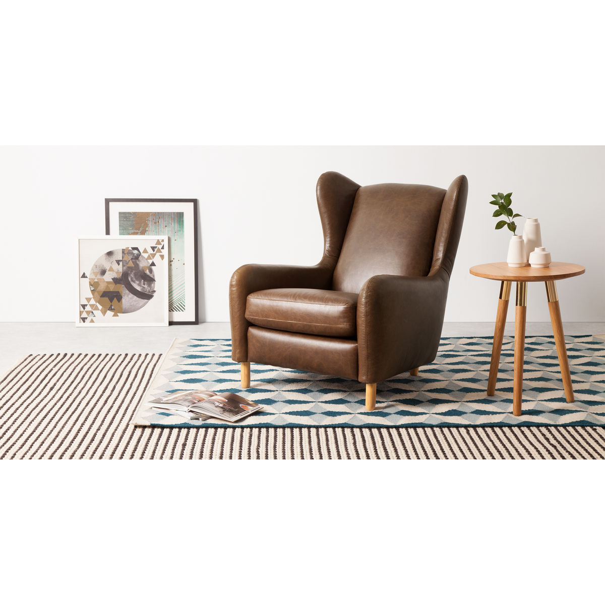 Rubens Wingback Armchair, Cuba Brown Leather – image 2