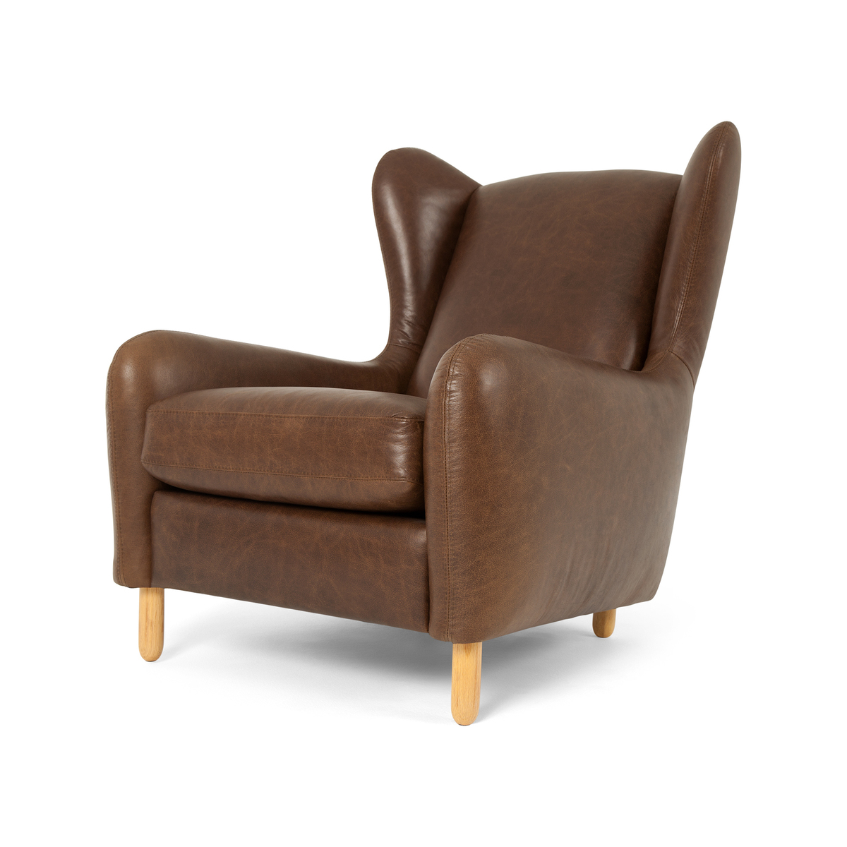 Rubens Wingback Armchair, Cuba Brown Leather – image 1