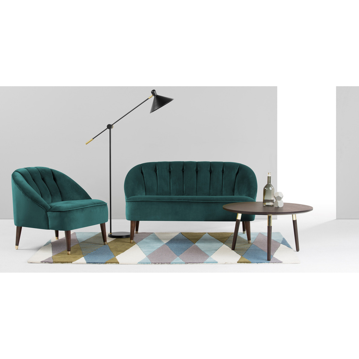 Margot Accent Armchair, Peacock Blue Velvet – image 2