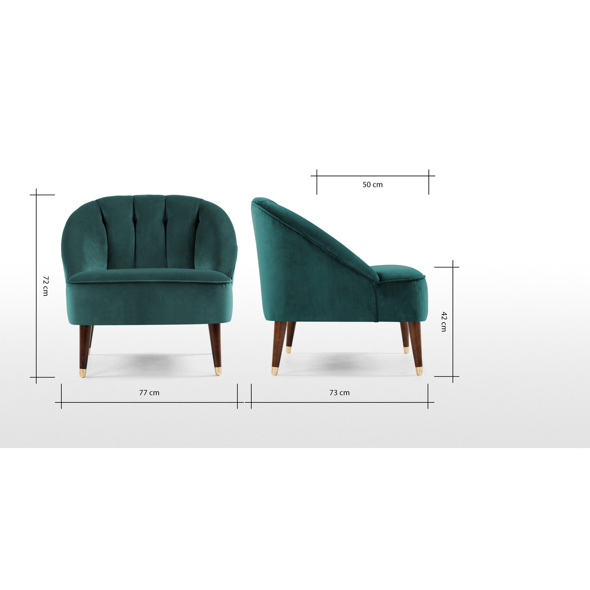 Margot Accent Armchair, Peacock Blue Velvet – image 8