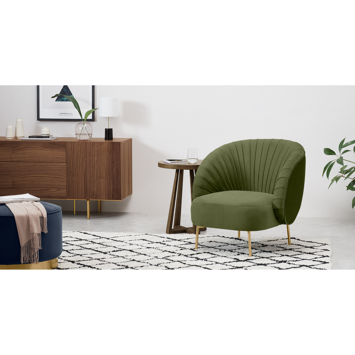 Ilana Accent Armchair, Fir Green Velvet – image 3
