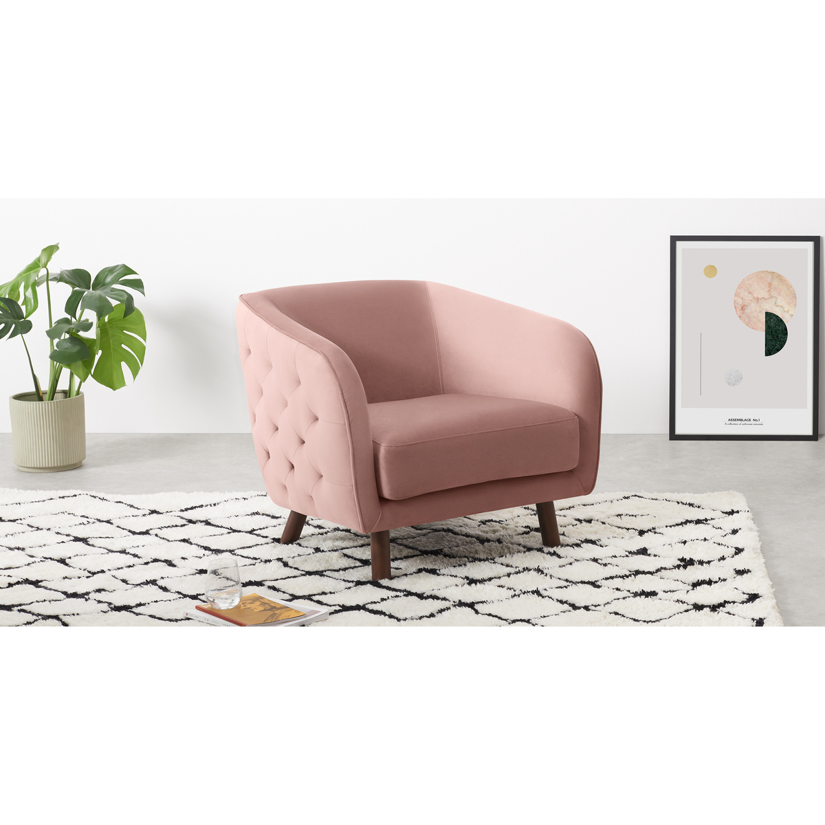 Esther Accent Armchair, Vintage Pink Velvet – image 3