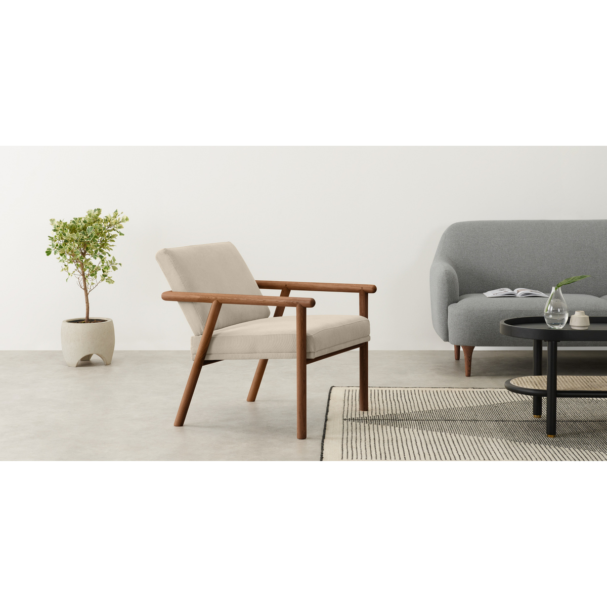 Quiet Accent Armchair, Stone Micro Corduroy Velvet – image 3