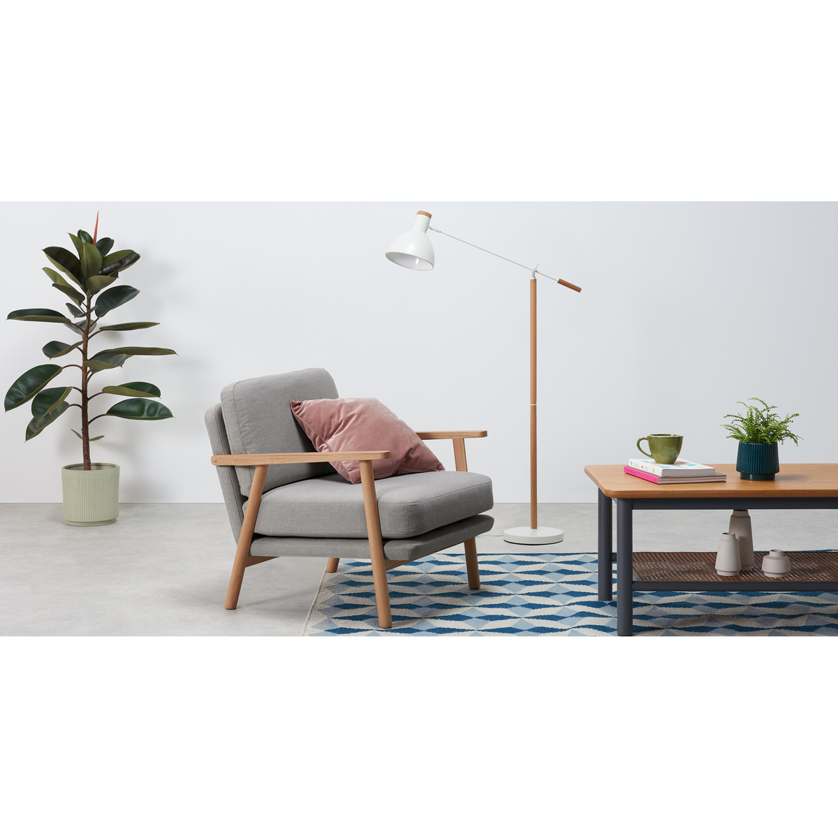 Lars Accent Armchair, Mountain Grey and Oak Frame – image 3