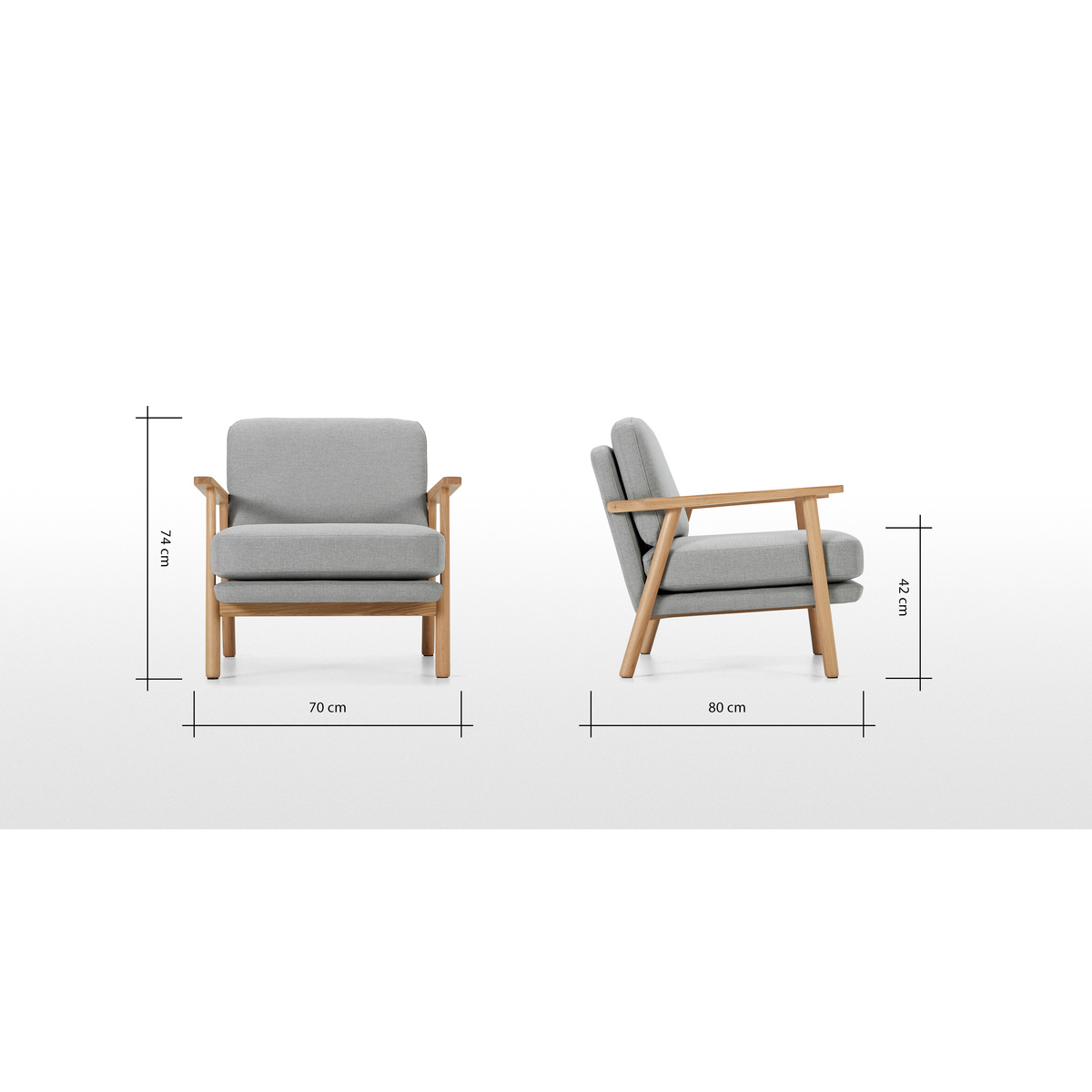 Lars Accent Armchair, Mountain Grey and Oak Frame – image 8