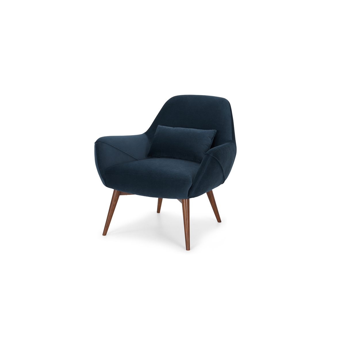 Lule Accent Armchair, Sapphire Blue Velvet, Dark Stain Leg – image 2