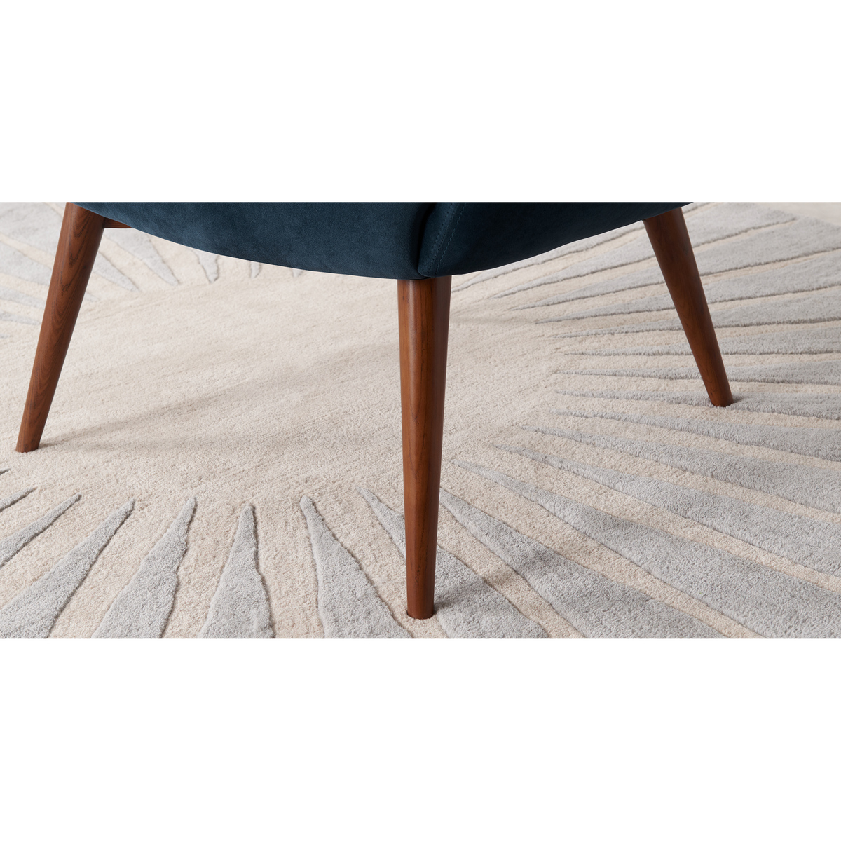 Lule Accent Armchair, Sapphire Blue Velvet, Dark Stain Leg – image 4