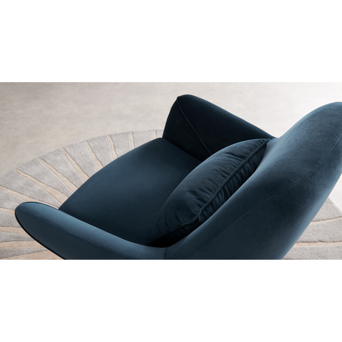Lule Accent Armchair, Sapphire Blue Velvet, Dark Stain Leg – image 6