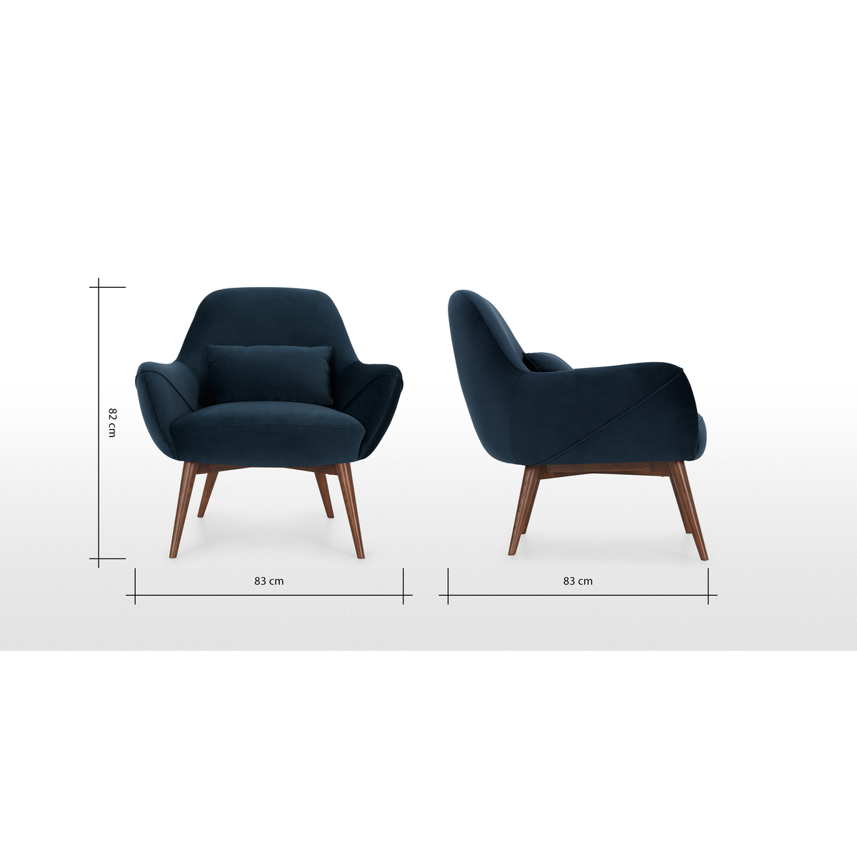 Lule Accent Armchair, Sapphire Blue Velvet, Dark Stain Leg – image 8