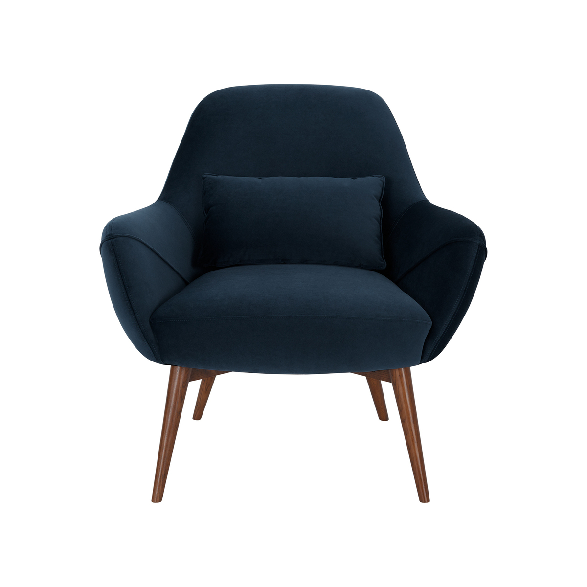Lule Accent Armchair, Sapphire Blue Velvet, Dark Stain Leg – image 1