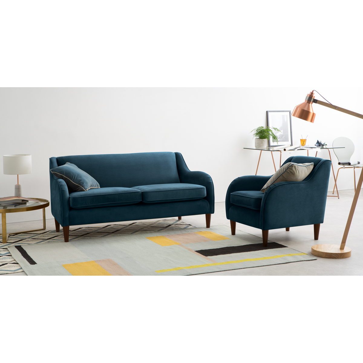 Helena Armchair, Plush Teal Velvet – image 2
