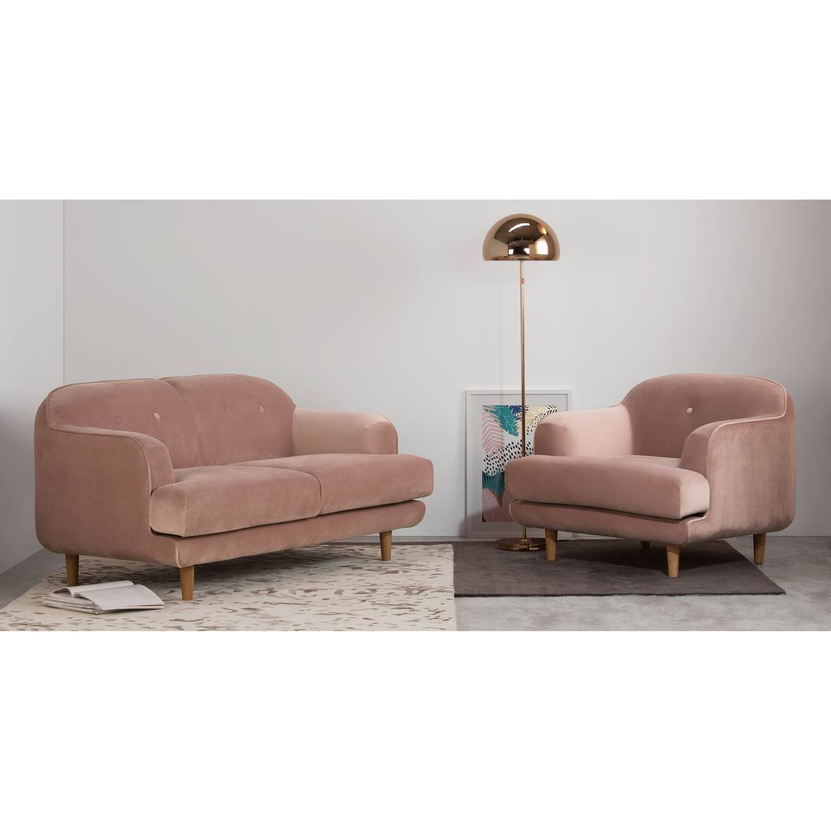Gracie Armchair, Vintage Pink Velvet – image 2