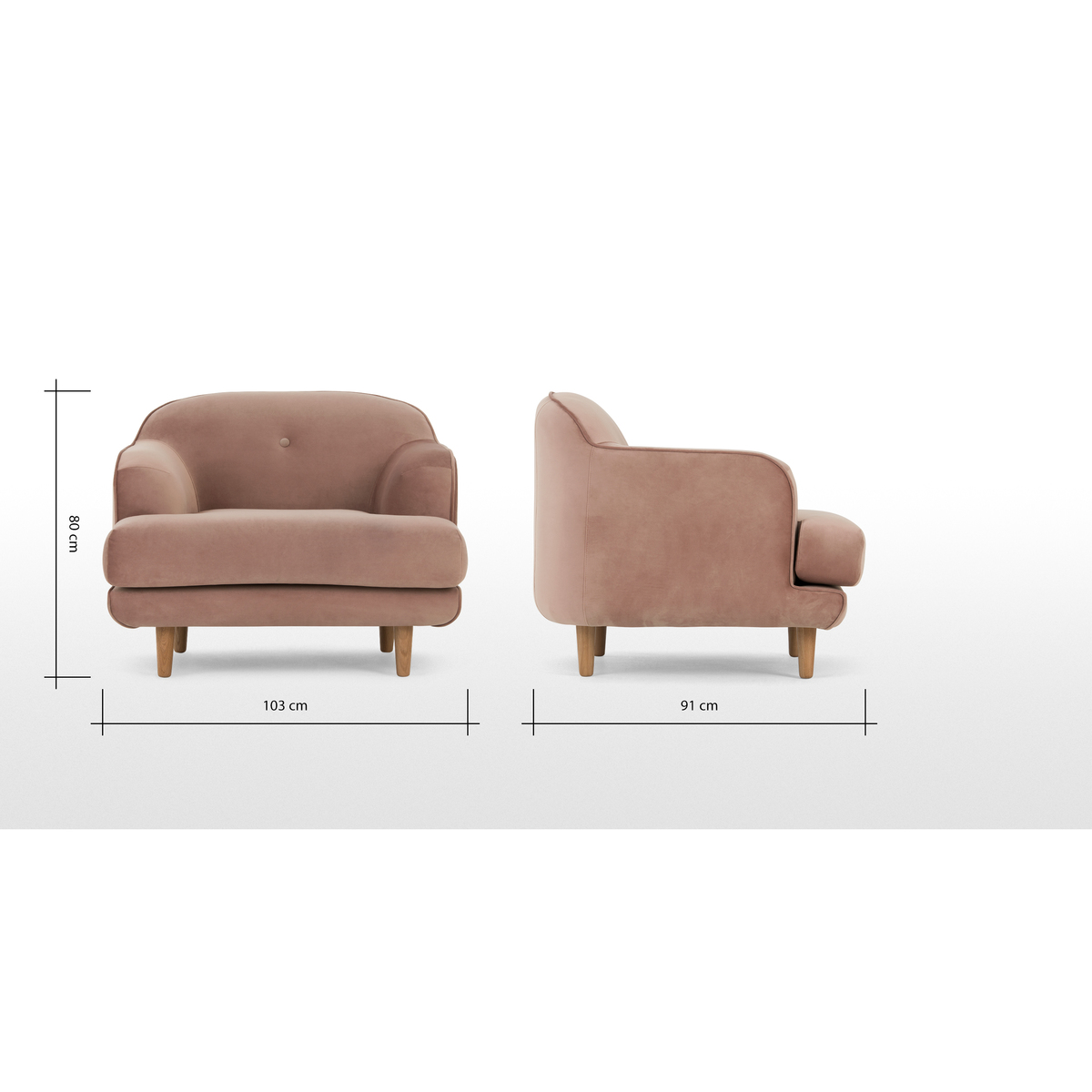 Gracie Armchair, Vintage Pink Velvet – image 7