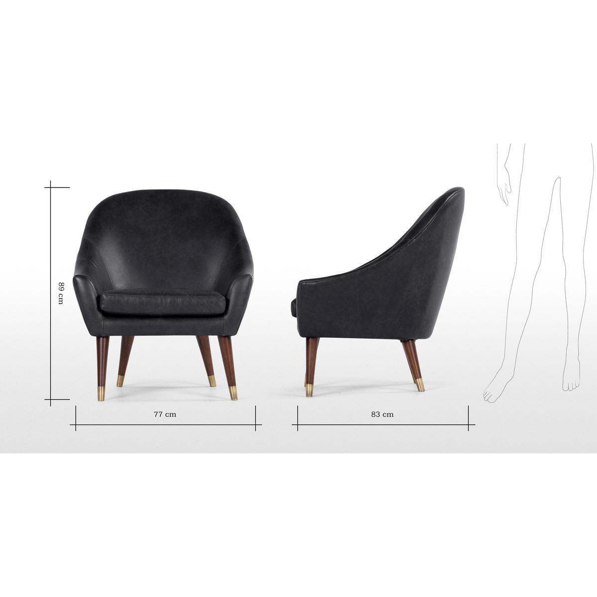 Seattle Armchair, Black Premium Leather – image 8