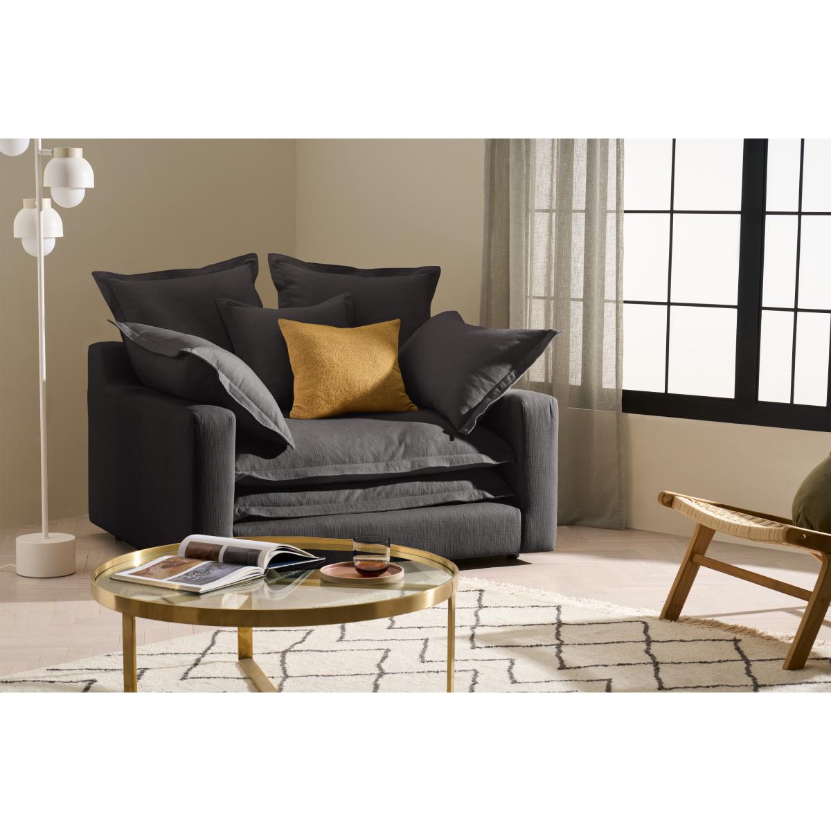 Calendre Loveseat, Midnight Brushed Cotton – image 4