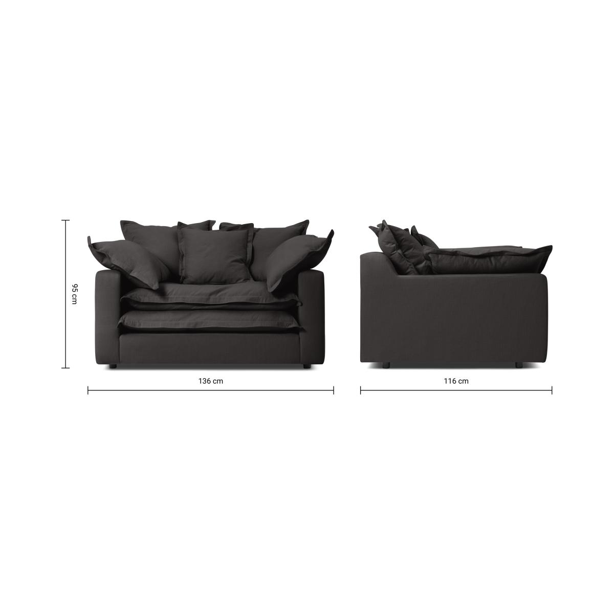 Calendre Loveseat, Midnight Brushed Cotton – image 9