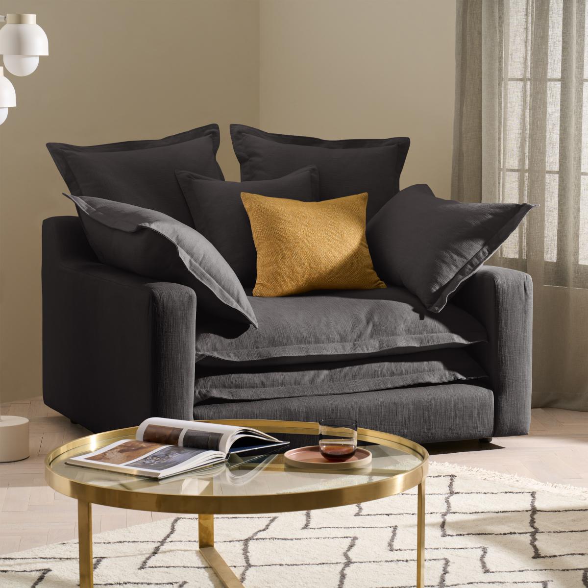 Calendre Loveseat, Midnight Brushed Cotton – image 10