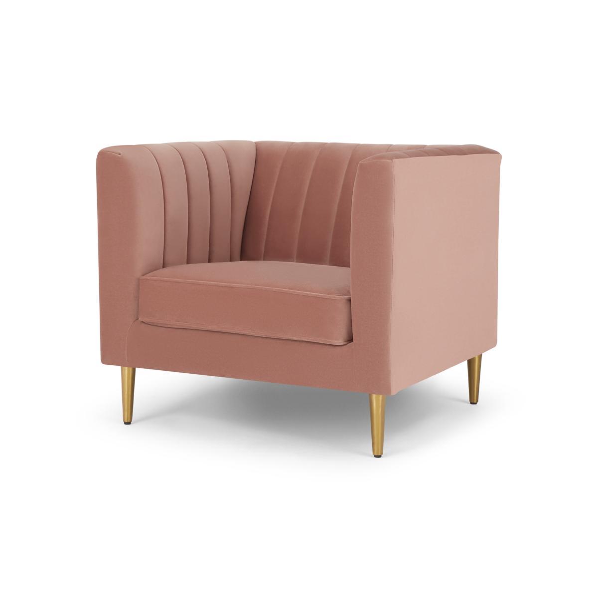 Amicie Armchair, Blush Pink Velvet – image 3