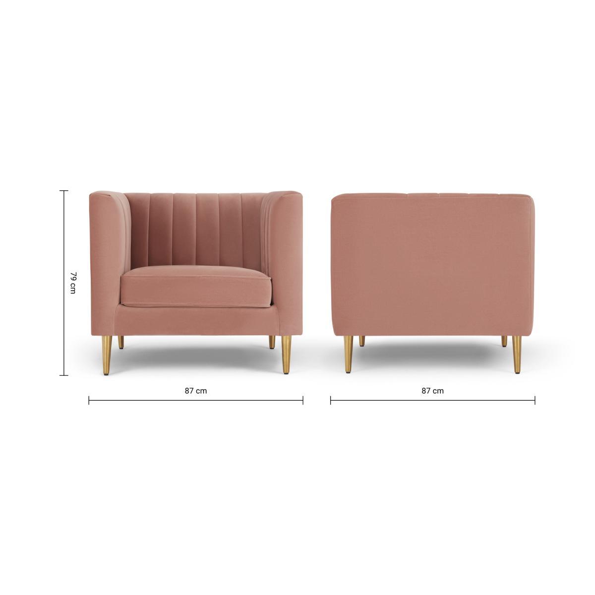 Amicie Armchair, Blush Pink Velvet – image 9
