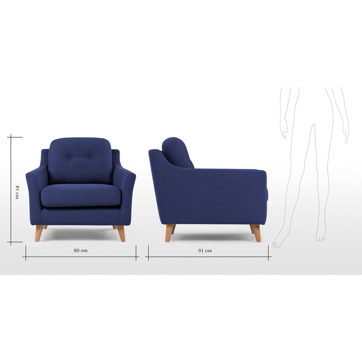 Rufus Armchair, Dark Cobalt Blue – image 8