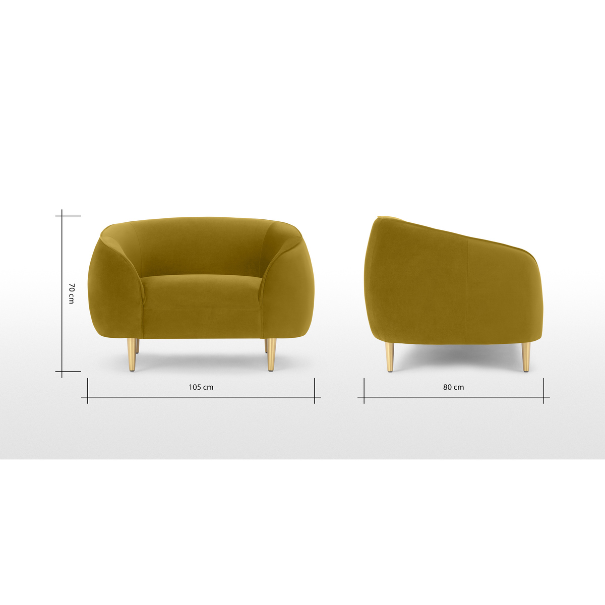 Trudy Armchair, Vintage Gold Velvet – image 8
