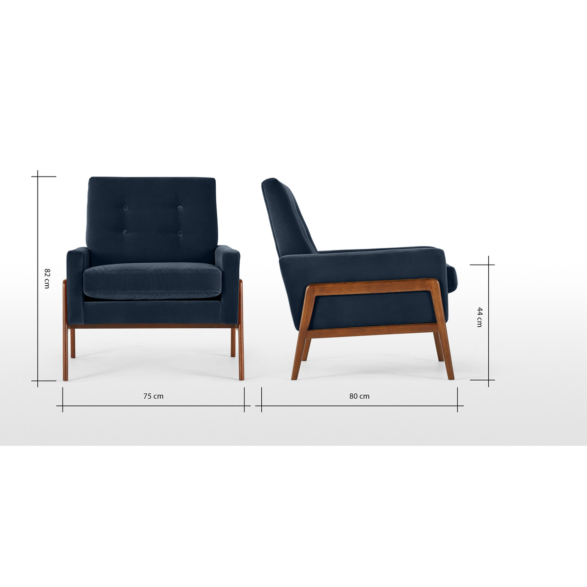 Cecil Accent Armchair, Cotton Velvet Navy – image 8