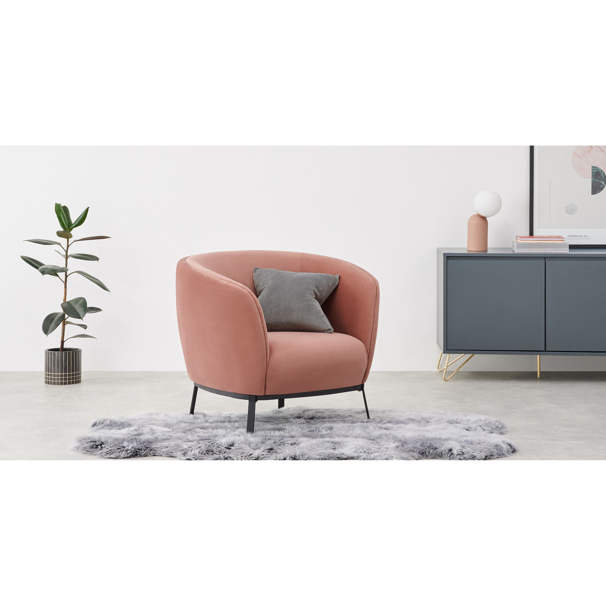 Belle Accent Armchair, Blush Pink Velvet – image 3